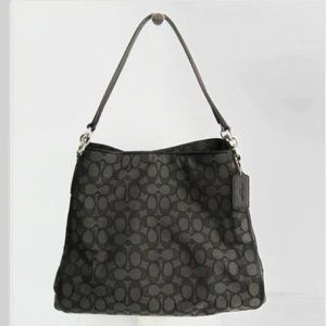 Authentic Coach Purses Signature F36424 Phoebe Smoke Black Shoulder Bag